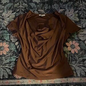 Bar III Brown Draped Women's Blouse
